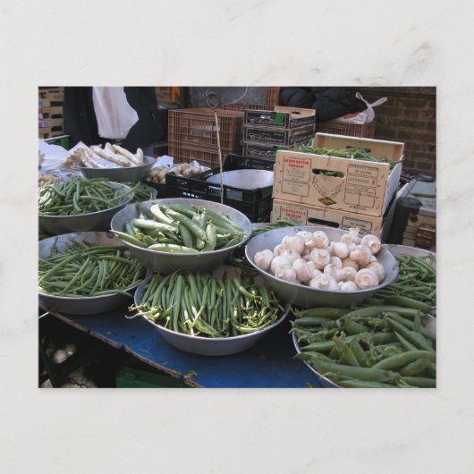 Bauernmarkt, Louans, Bresse, Bohnen Postkarte (Vorderseite)