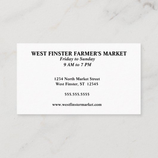 Bauernmarkt oder CSA-Foto Visitenkarte (Rückseite)