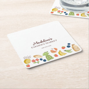 Bauernmarkt-Party Bauernhof Frischgemüse  Rechteckiger Pappuntersetzer