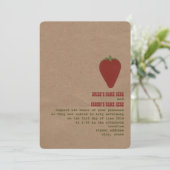 Bauernmarkt Thema Hochzeit Einladung | Erdbeere (Stehend Vorderseite)