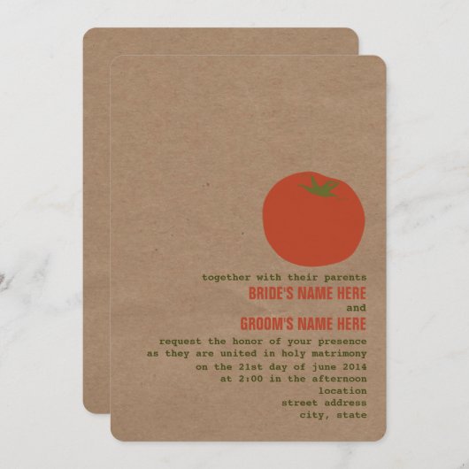 Bauernmarkt Thema Hochzeit Einladung | Tomaten (Vorne/Hinten)