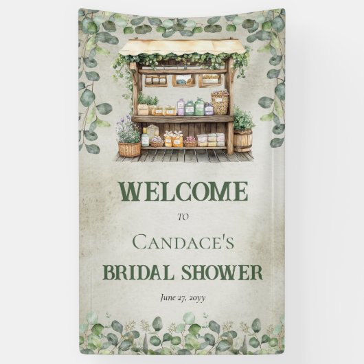 Bauernmarktplatz Begrüßungsstand Brautparty Banner (Vertikal)