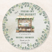 Bauernmarktplatz Begrüßungsstand Brautparty Runder Pappuntersetzer (Vorderseite)