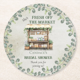 Bauernmarktplatz Begrüßungsstand Brautparty Runder Pappuntersetzer