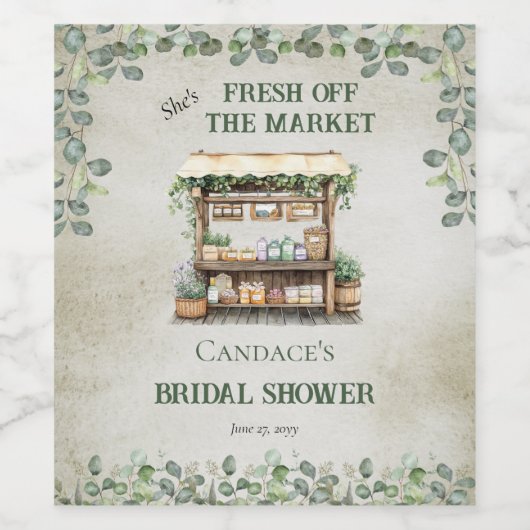 Bauernmarktplatz Begrüßungsstand Brautparty Weinetikett (Einzelnes Label)