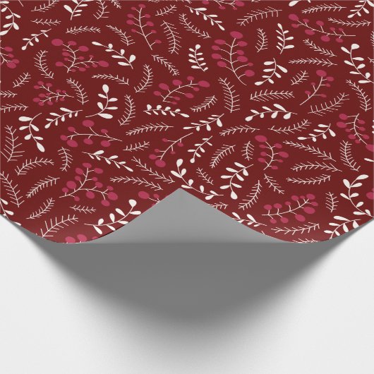 Bauernmaroon Wein rustikale Laubbaumstruktur Geschenkpapier (Ecke)