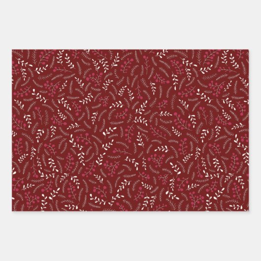 Bauernmaroon Wein rustikale Laubbaumstruktur Geschenkpapier Set (Vorderseite 2)