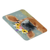 Bauernspass - Kuh mit Blume Crown Magnet (Rechte Seite)