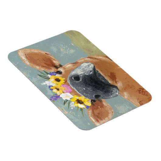 Bauernspass - Kuh mit Blume Crown Magnet (Rechte Seite)