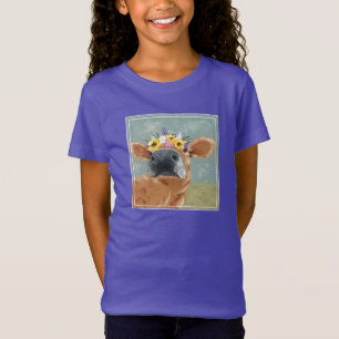 Bauernspass - Kuh mit Blume Crown T-Shirt