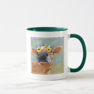 Bauernspass - Kuh mit Blume Crown Tasse