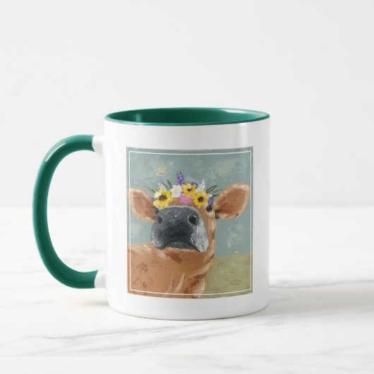 Bauernspass - Kuh mit Blume Crown Tasse (Links)