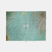 Bauernstil Aquamarine Monogramm antike Fleecedecke (Vorderseite (Horizontal))