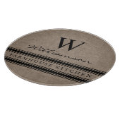 Bauernstil Burlap Mit Monogramm Familienname Schneidebrett (Ecke)