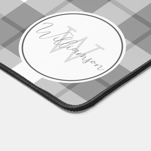 Bauernstil Grau-Weiß-Karierte Monogramm Schreibtischunterlage (Ecke)