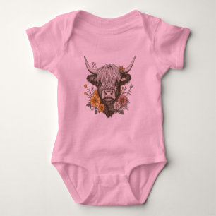 Bauernstil Hochland Kuh Grafik Baby Strampler