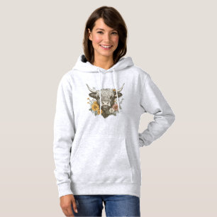 Bauernstil Hochland Kuh Grafik Hoodie