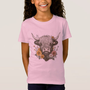 Bauernstil Hochland Kuh Grafik T-Shirt