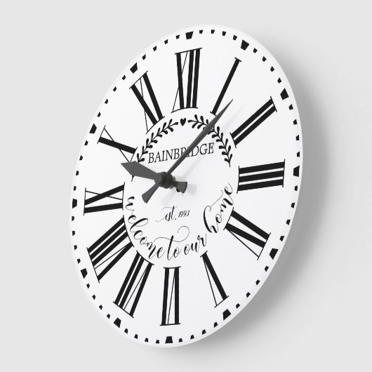 Bauernstil Laurel Mit Monogramm Name Custom La Große Wanduhr (Winkel)