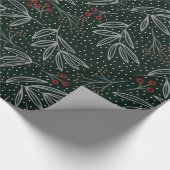 Bauernstil Navy Foliage & Berries Geschenkpapier (Ecke)