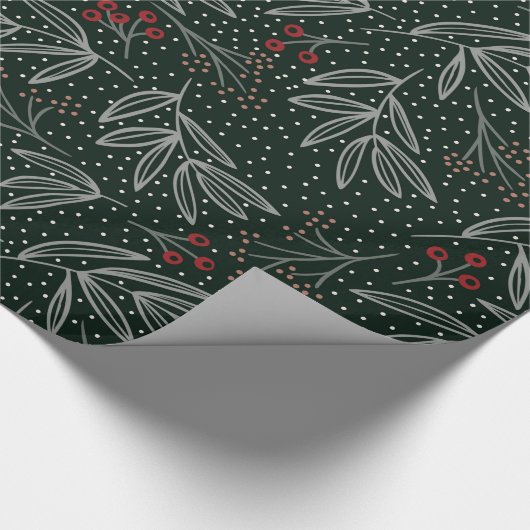 Bauernstil Navy Foliage & Berries Geschenkpapier (Ecke)