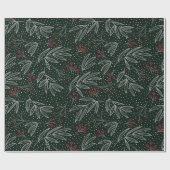 Bauernstil Navy Foliage & Berries Geschenkpapier (Flach)