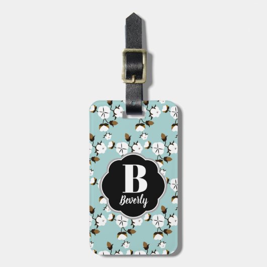 Bauernstil Rustikale Baumwollsorten und Aquamarine Gepäckanhänger (Vorderseite vertikal)