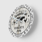 Bauernstil Rustikale Karierte Stallholzkuh Runde Wanduhr (Winkel)