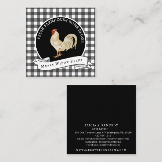 Bauernstil Rustikale Landroster Quadratische Visitenkarte (Vorne/Hinten)