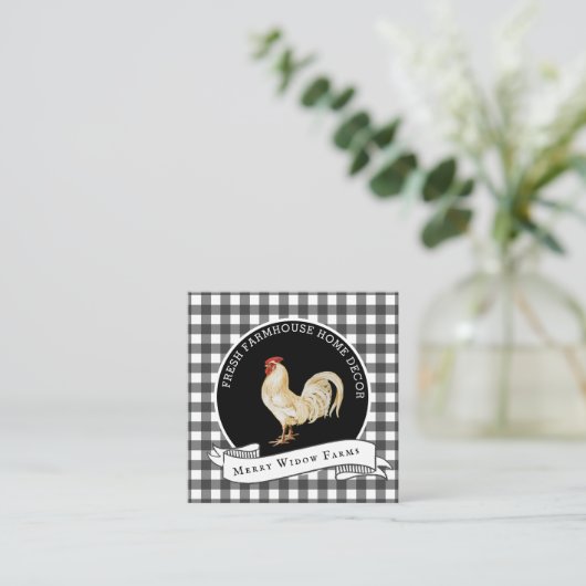 Bauernstil Rustikale Landroster Quadratische Visitenkarte (Stehend Vorderseite)