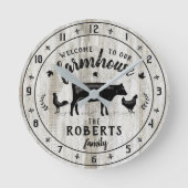 Bauernstil Rustikaler Stallholzkuh Individuelle Na Runde Wanduhr (Vorderseite)
