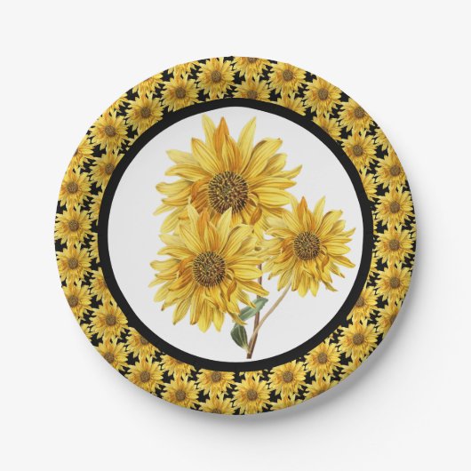 Bauernstil Sonnenblumen Pappteller (Vorderseite)