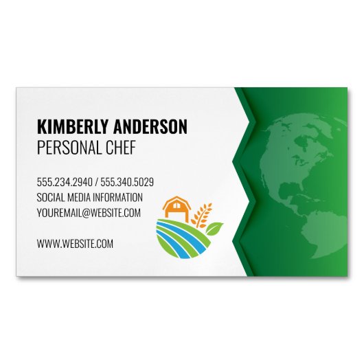 Bauernsymbol | Grüne Erde Magnetische Visitenkarte (Vorderseite)