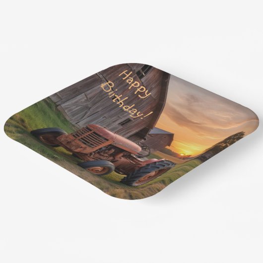 Bauerntracker Geburtstag Pappteller (Gewinkelt)