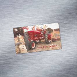 Bauerntracker Rot Vintag Rustikale Landwirtschaft Magnetische Visitenkarte