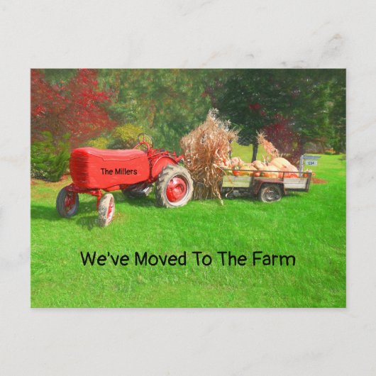 Bauerntracker Rotes Land Herbst wir bewegt haben Postkarte (Vorderseite)