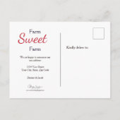 Bauerntracker Rotes Rustikales Land wir bewegt sic Ankündigungspostkarte (Rückseite)