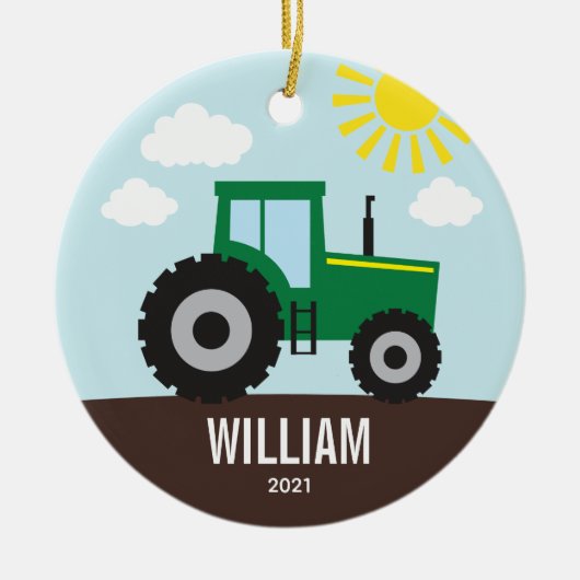 Bauerntraktor Kinder Keramik Ornament (Vorne)