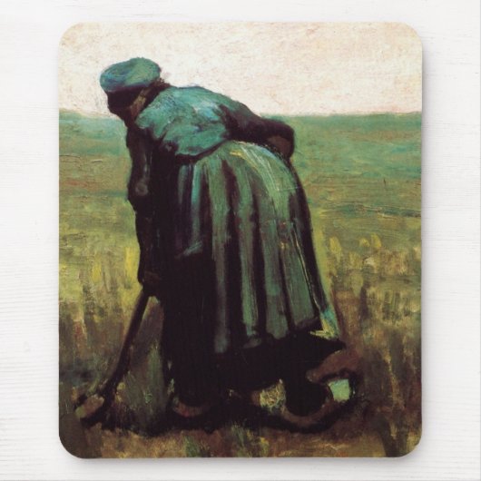 Bauernwoman Digging von Vincent van Gogh Mousepad (Vorne)