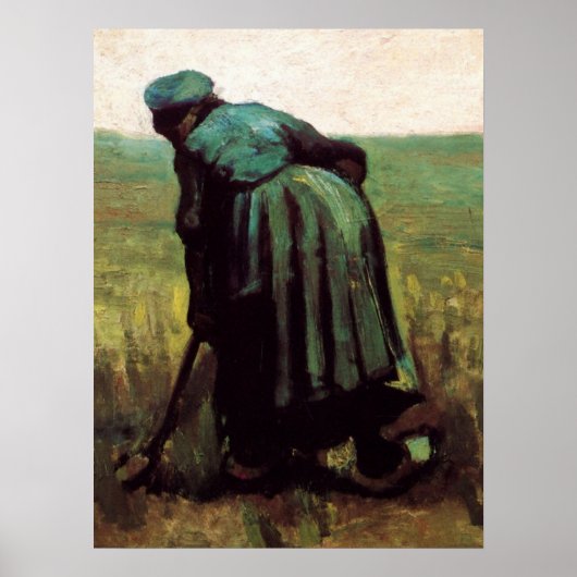 Bauernwoman Digging von Vincent van Gogh Poster (Vorne)