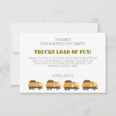 Baufahrt Geburtstag Danke Karte (Vorderseite)