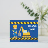 Baufahrzeug Bagger Boys Blue Vielen Dank Postkarte (Stehend Vorderseite)