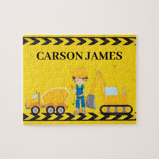 Baufahrzeug Boy Custom Yellow Kids Puzzle (Horizontal)