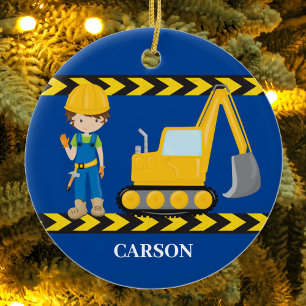 Baufahrzeug Coole blaue Boys Personalisiert Keramik Ornament