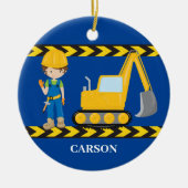 Baufahrzeug Coole blaue Boys Personalisiert Keramik Ornament (Vorne)