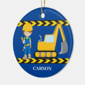 Baufahrzeug Coole blaue Boys Personalisiert Keramik Ornament (Links)