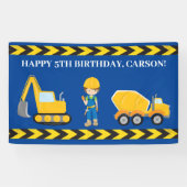 Baufahrzeug Custom Boys Happy Birthday Banner (Horizontal)