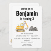 Baufahrzeug-Digger Geburtstag Einladung (Vorne/Hinten)