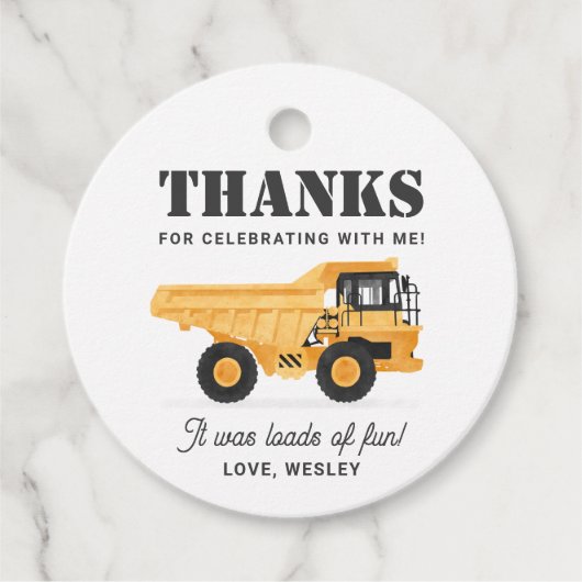 Baufahrzeug Geburtstag Geschenkanhänger (Vorderseite)