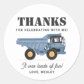 Baufahrzeug Geburtstag Runder Aufkleber (Vorderseite)